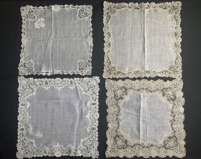 Five handkerchiefs, Point de Gaze and Duchesse,...
