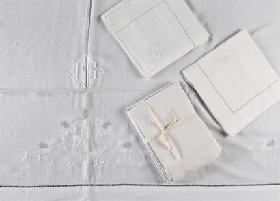 Embroidered bed set, sheet and its pillowcases,...