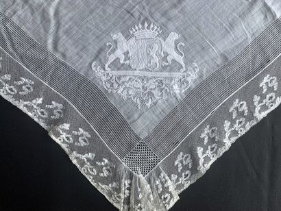 
Two handkerchiefs embroidered with the arms...