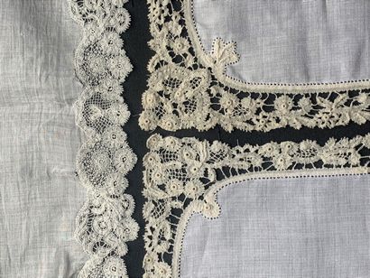 Two bobbin lace handkerchiefs, Belgium, early...