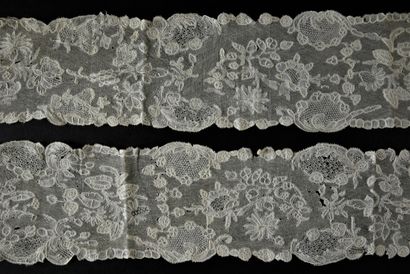 Two pairs of Brussels lace barbs, spindles,...