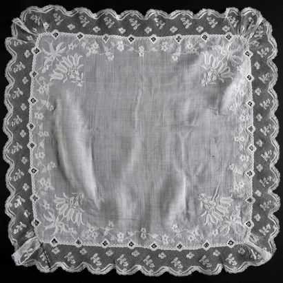 Four embroidered handkerchiefs, 2nd half...
