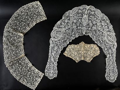 Three large Brussels lace collars, 2nd half...