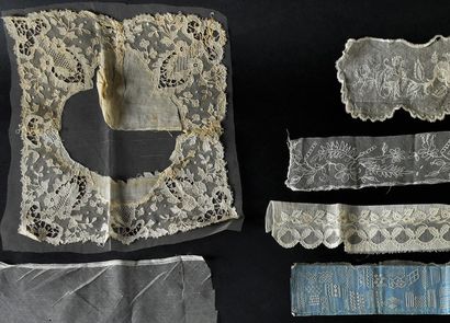 Laces in progress and documents, late 19th...