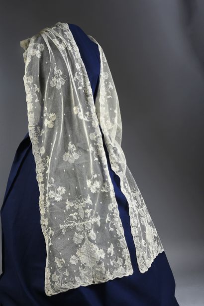 Two embroidered tulle stoles, Limerick, circa...