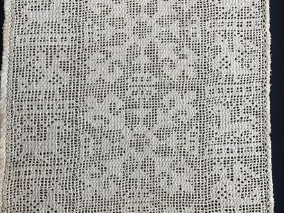 Panel in drawn thread with characters, end...