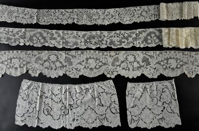 Four Brabant lace borders, spindles, circa...