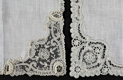 Handkerchiefs and lace inlays, Point de Gaze,...