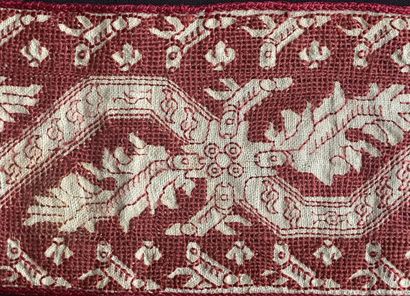 Three borders in pulled threads embroidered...