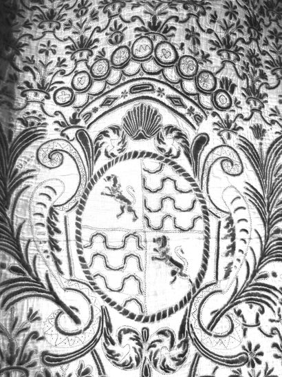 Boutis quilt, coat of arms and count's crown,...