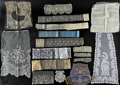 Laces in progress and documents, late 19th...