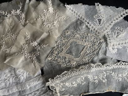Collar, ruffles, cuffs in white embroidery...