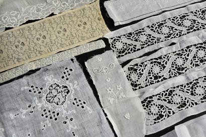 Important collection of white embroideries,...