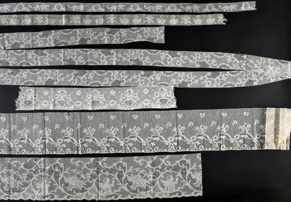 Six lace borders, spindles, Belgium, beginning...