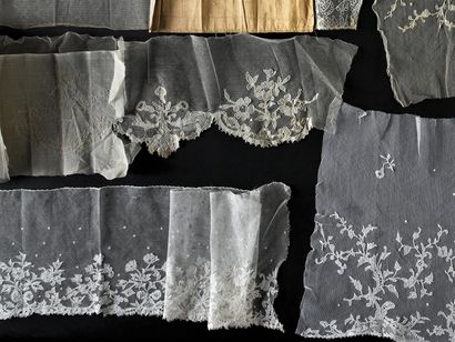 Laces in progress and documents, late 19th...