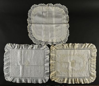 Three cushion covers, white embroidery, 2nd...