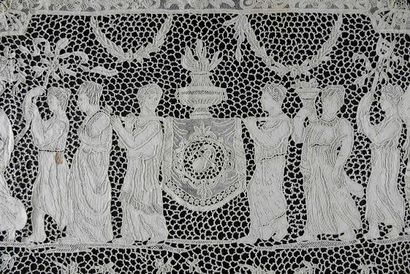 Center and table runners, bobbin lace surround,...