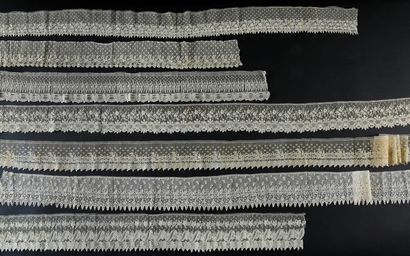 Seven borders in Alençon lace, needlepoint,...