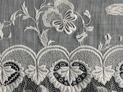 Two embroidered handkerchiefs, mid-19th century.
In...