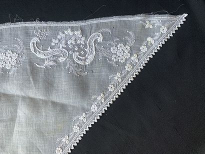 Two white embroidery fichus, 19th century....