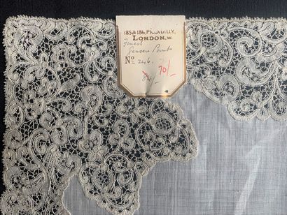 Two bobbin lace handkerchiefs, Belgium, early...