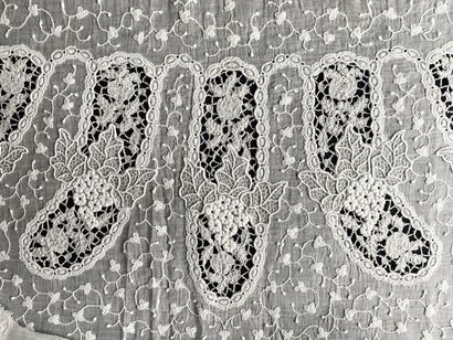 Elements of women's costume in white embroidery,...
