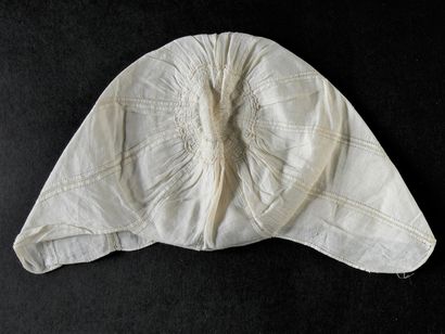 Two children's bonnets, Hollie Point, needlepoint,...