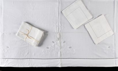 Embroidered bed set, sheet and its pillowcases,...