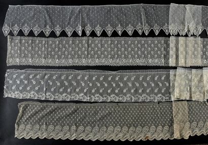 Four large borders in Alençon lace, needlepoint,...