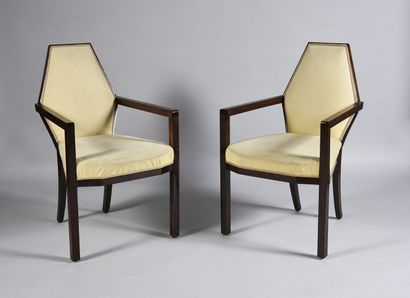 Pair of rosewood stained bridge chairs with...