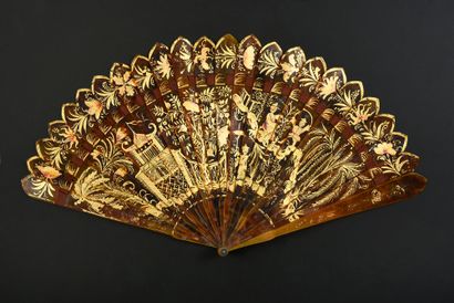 Pagodes et jardin chinois, vers 1820
Éventail...