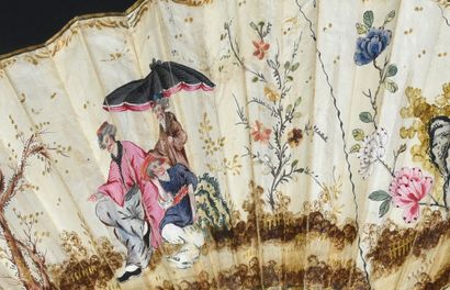 Élégants au jardin, vers 1770-1780
Éventail...