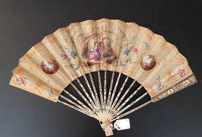 Jeune couple, vers 1780
Éventail plié, la...