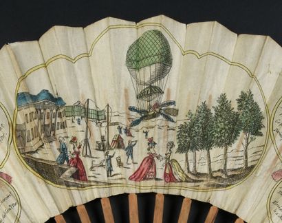 L'envol du ballon de Blanchard, vers 1783
Éventail...