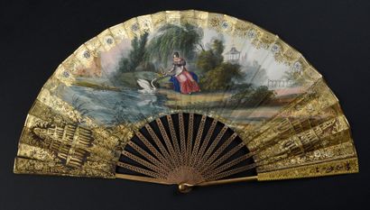 Le cygne et la jeune fille, vers 1820-1830
Éventail...