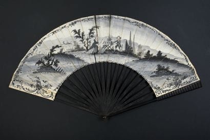 Montreur de vues d'optiques, vers 1780
Éventail...