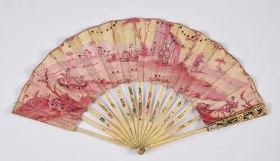Camaïeu de rose, vers 1780
Éventail plié,...