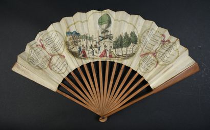 L'envol du ballon de Blanchard, vers 1783
Éventail...