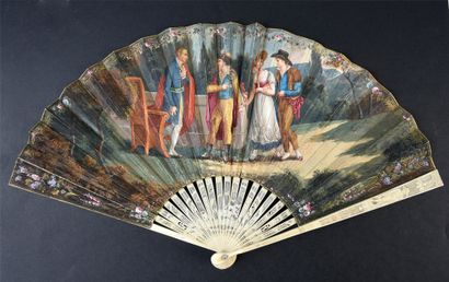 Les futurs époux, vers 1800
Éventail plié,...