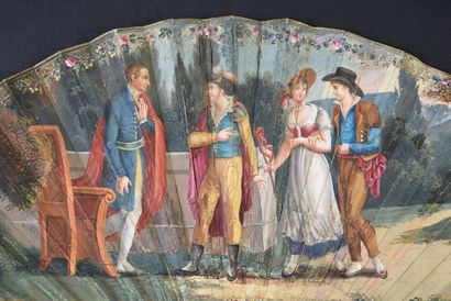 Les futurs époux, vers 1800
Éventail plié,...