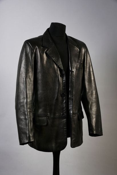 JOHNNY HALLYDAY : 1 veste en cuir noir, de...