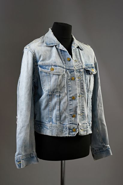 JOHNNY HALLYDAY : 1 blouson en jean bleu...