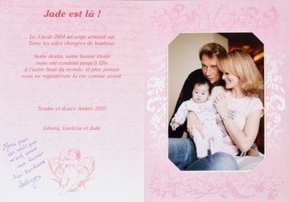 JOHNNY HALLYDAY : 1 faire-part « Jade est...