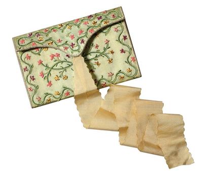 Pochette à rabat, fin du XVIIIe siècle, satin...