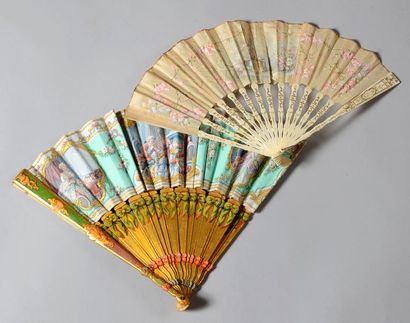 Deux éventails de style Louis XV, vers 1880-1900,...