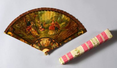 Eventail brisé de style Louis XV, vers 1850,...