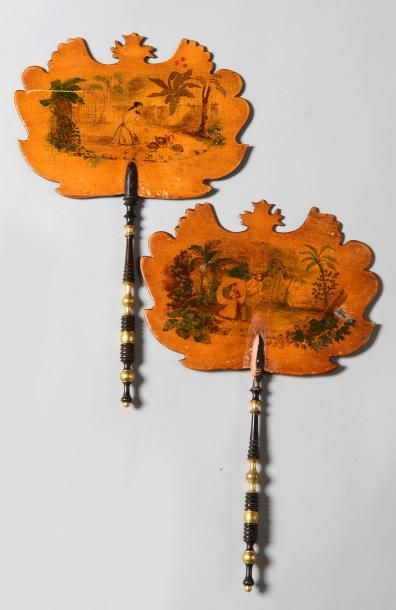 Paire d'écrans à main, époque romantique,...