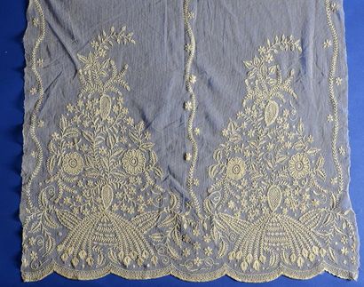 Six pans de jupe longue à monter, tulle rebrodé,...
