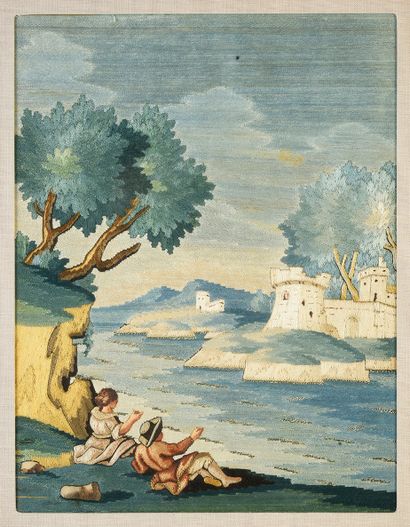 Suite de cinq tableaux à fils collés, Italie...