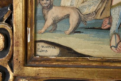Rare triptyque à fils collés, Marianna Elmo,...